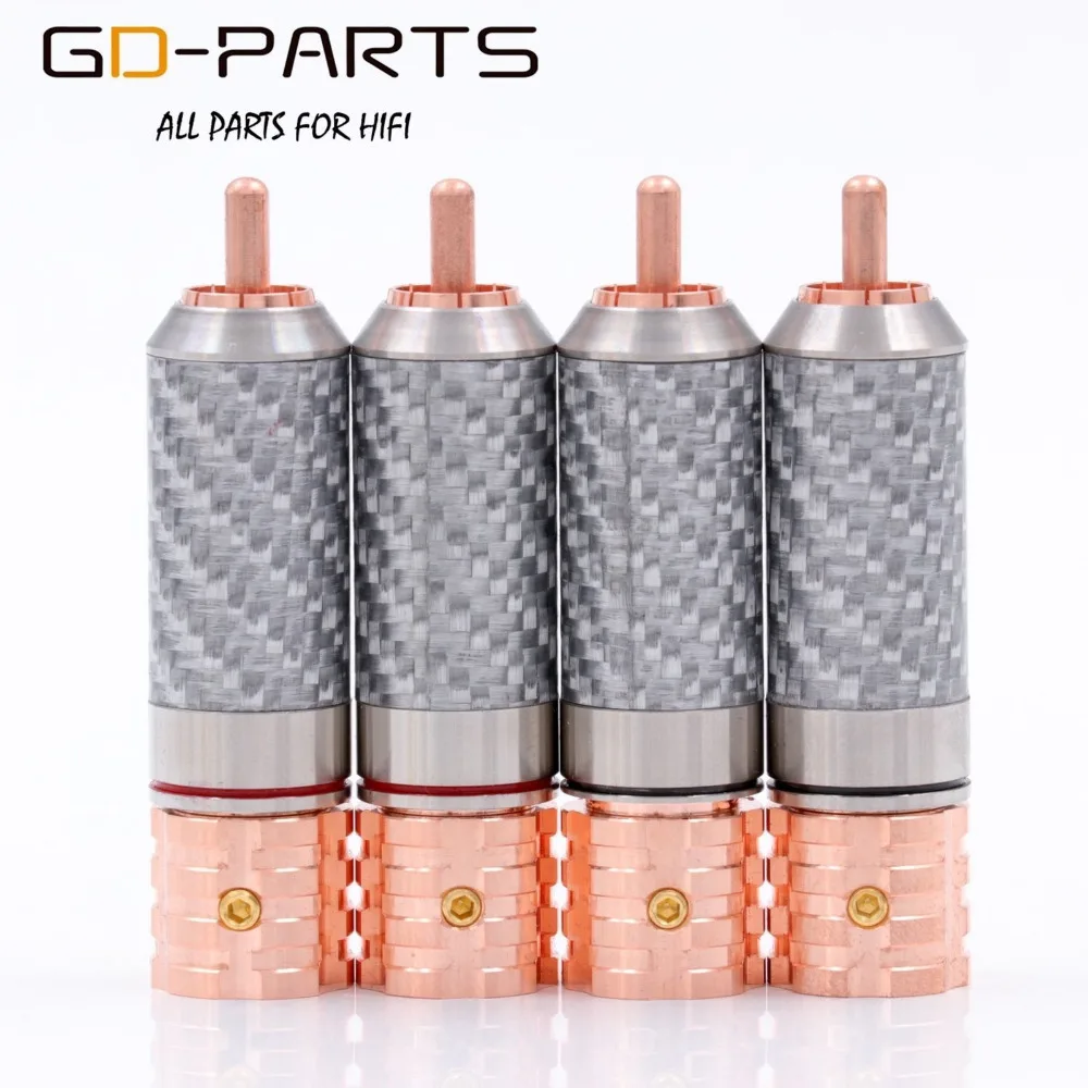 

GD-PARTS Brand New Viborg High End Pure Copper Male RCA Plug AV TV Connector Stainless Steel Carbon Fibre HIFI AUDIO DIY x4