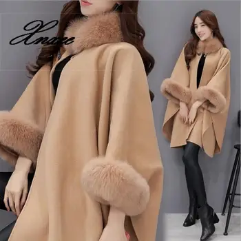 

2020 winter new style long wool woolen coat temperament cloak shawl coat female