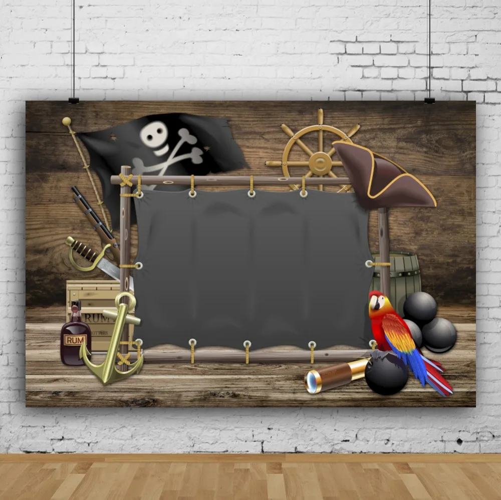 Laeacco Pirate Ship Themed Birthday Party Decor Planks Baby Child Photo Backgrounds Photography Backdrops Photocall Photo Studio