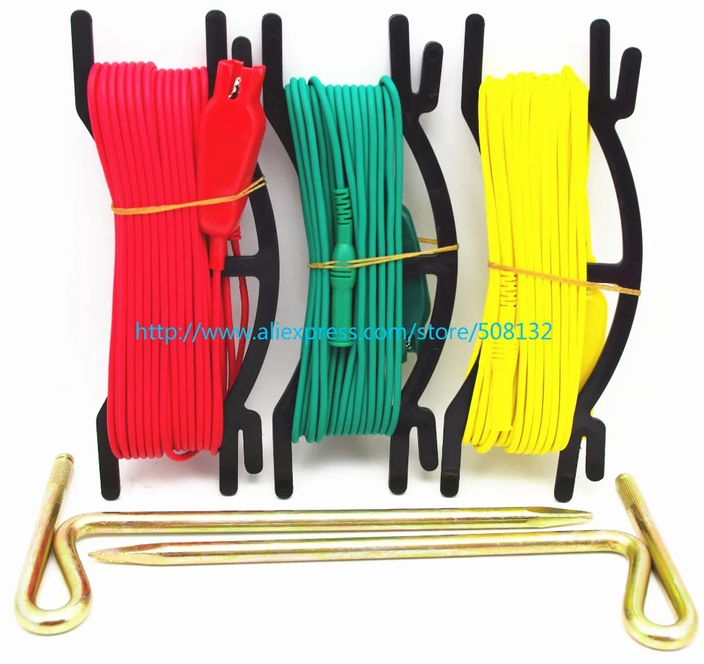 

red/yellow/green Test leads set + 2pcs earth nail Use for Earth resistance tester with 4mm Banana Plugs