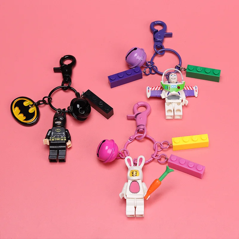 

2019 New Creative Keychain Cartoon Block Superhero Bass Superman Batman Fortuna Car Key Chain Bag Pendant Small Gift