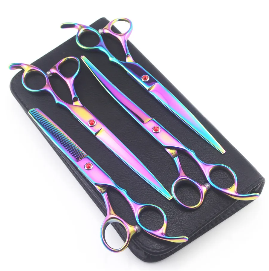 Professional Pet Grooming Scissors set 7 inch Straight & Thinning Curved scissors 4pcs for Dog grooming | Дом и сад