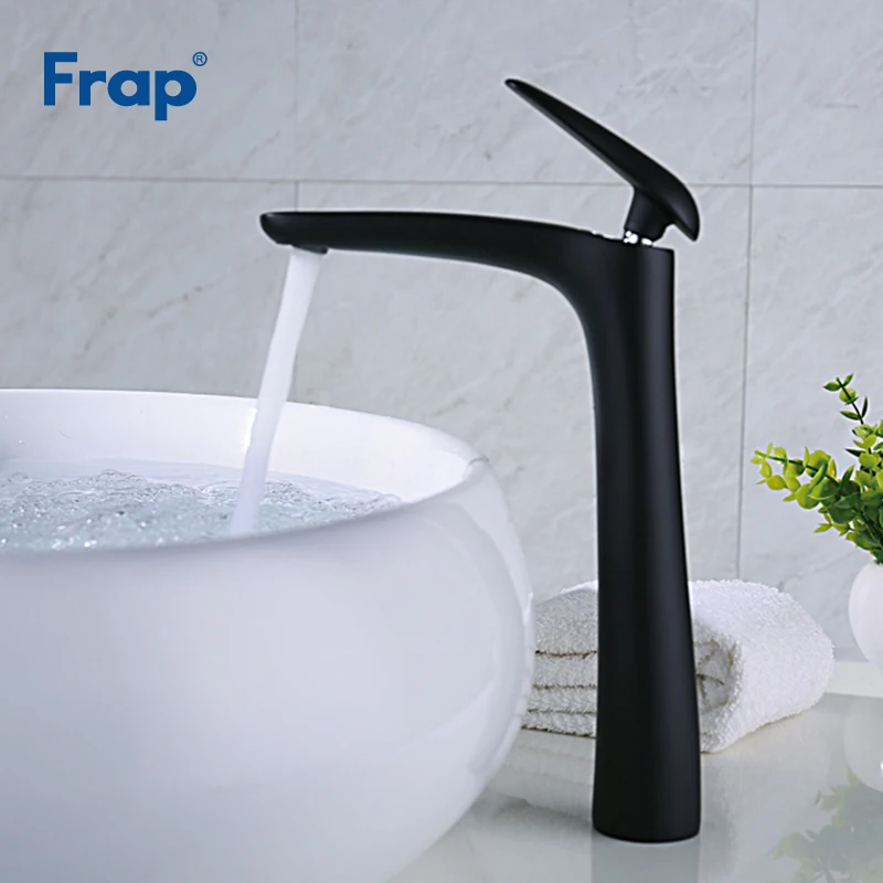 Frap 1set New Brass Tall Black Spray Paint Bathroom Basin Faucet