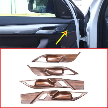 

4 Pces of Pine Wood Grain ABS Interior Door Handles Frame Trim For BMW X1 F48 X2 F47 2016-2019 Car Accessories