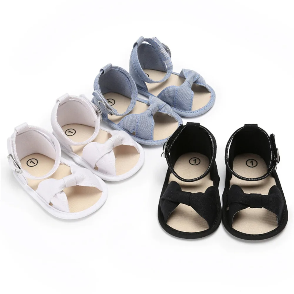 Сандалии для девочек нескользящая обувь для принцессы с бантом обувь для маленьких девочек повседневные сандалии мягкая подошва от 0 до 18 месяцев
