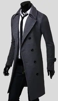 

Autumn And Winter Men Features Long section Double breasted coats xd17-5625