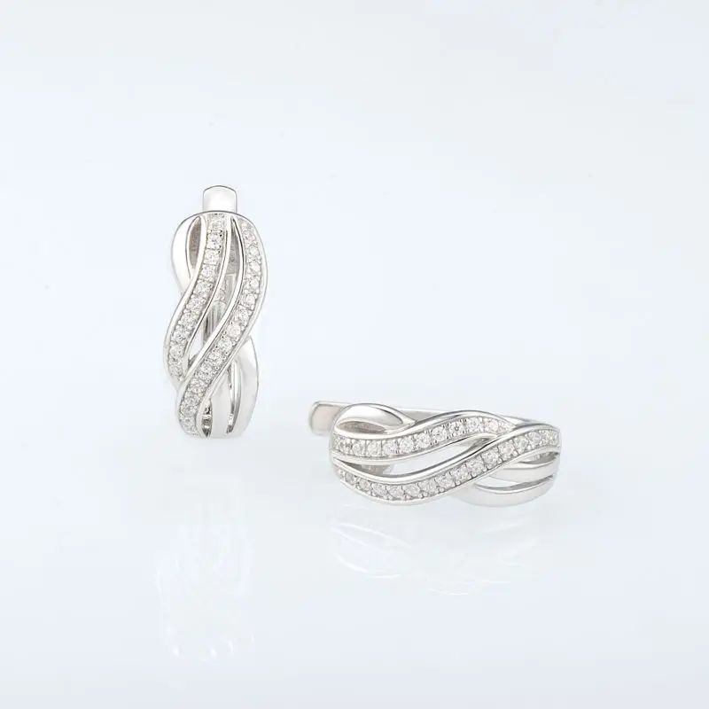 Najtaniej SANTUZZA kolczyki srebrne dla kobiet Pure 925 kolczyki sztyfty ze srebra wysokiej próby srebrno biały CZ серьги женские brincos biżuteria