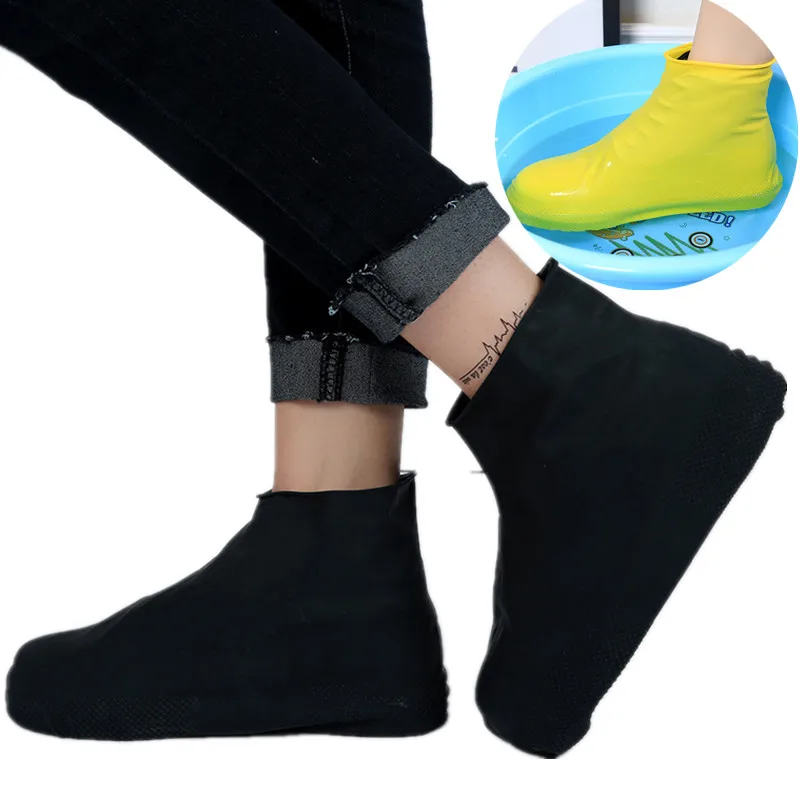 Regenhoes Voor Schoenen Waterdichte Rubberen Anti Slip Rainny Boot Overschoenen Regenjas Herbruikbare Siliconen Inlegzolen Schoenen Voor Reizen