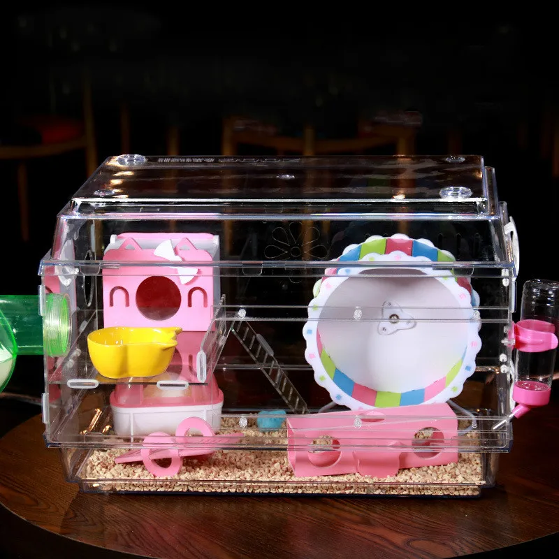 

Large transparent acrylic hamster foundation cage golden bear squirrel hedgehog villa luxury package small pet house AP11211713