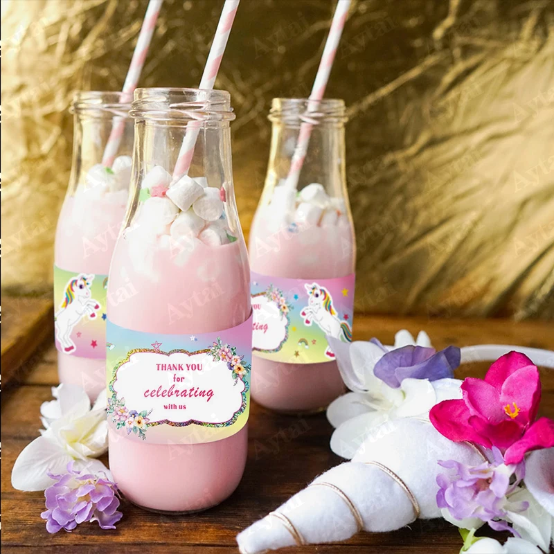 

OurWarm 12pcs Magic Dreamy Fantasy Unicorn Water Bottle Label Candy Bar Decoration Baby Shower Kids Birthday Party Supplies