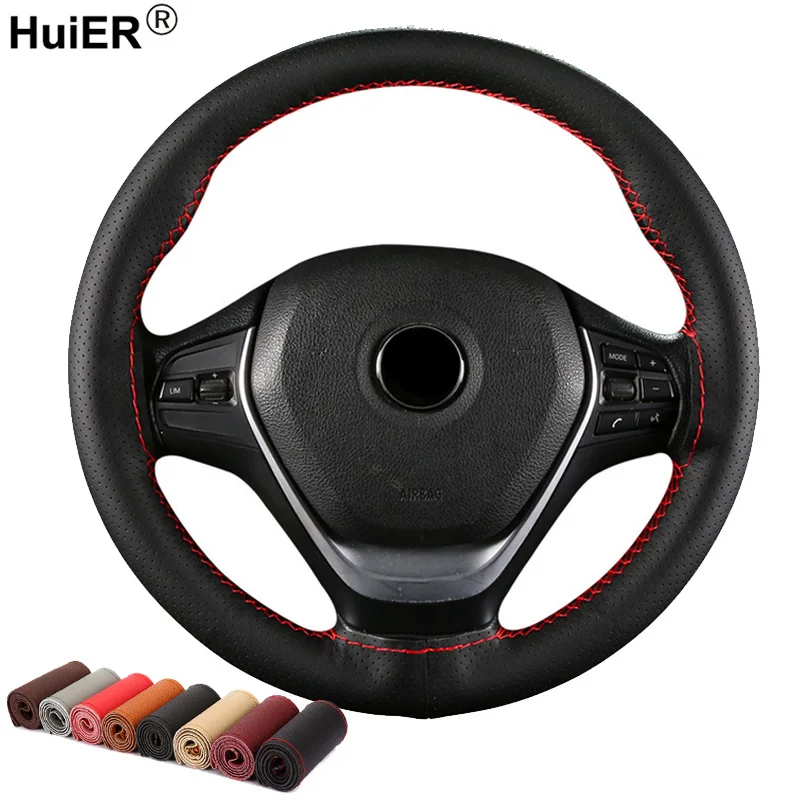 

8 Style Car Steering Wheel Cover Hand Sewing Volant Braid on the steering-wheel Funda Volante 37-38 CM M Size Auto Car Styling
