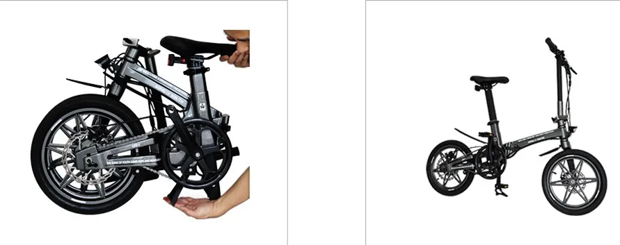 Clearance electric bicycle magnesium alloy folding bike 16inch mini size lithium battery 36v 250w light weight disc brake CE certificated 9