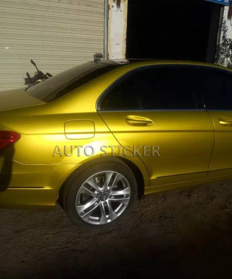 golden matte metallic car wrap 22