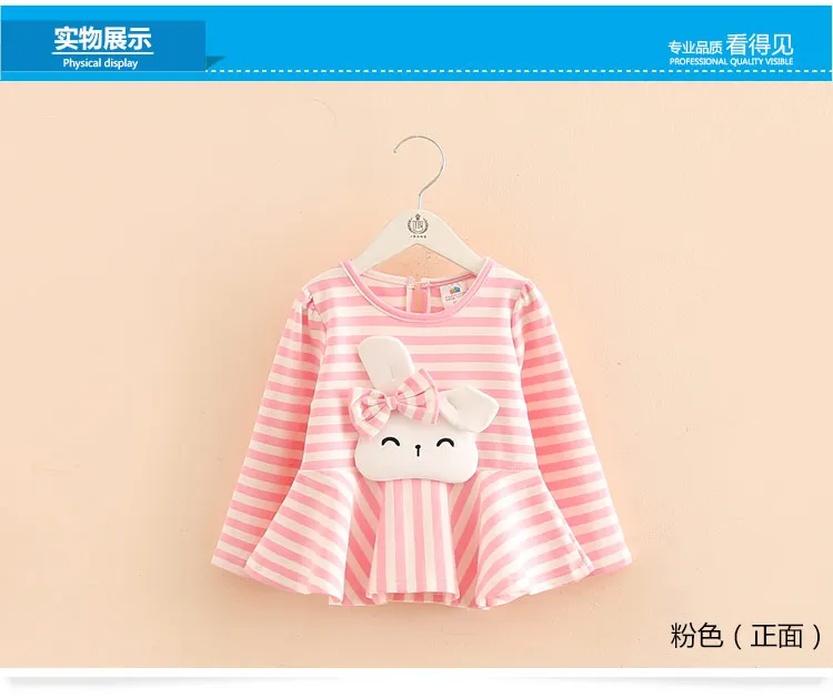 Kids Tops 2018 Fashion Spring Autumn Long Sleeve O-Neck Cute Rabbit Bow Striped Patchwork Baby Tees Little Child Girls T Shirts (6)