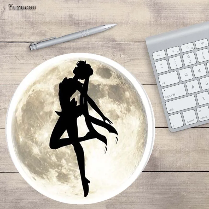 Yuzuoan Sailor Moon Аниме Заказная поддержка Нескользящий Резиновый круглый игровой коврик для мыши Настольный коврик для мыши 20*20 см и 22*22 см - Цвет: NO Lock Edge 20X20CM