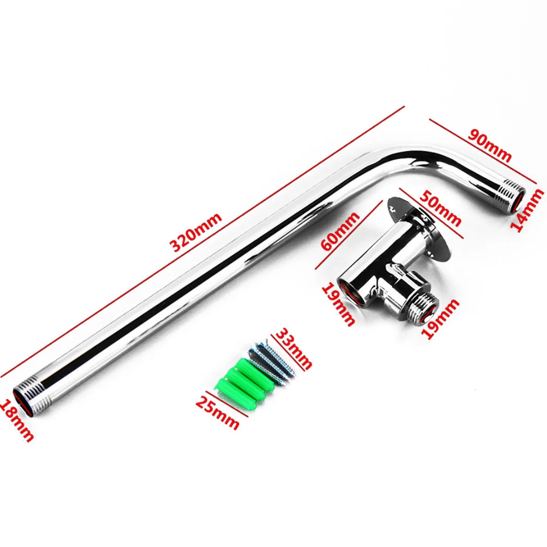 

Shower Extension Arm 30cm Chrome Wall Mounted Bathroom Pipe For Rain Shower Head For Hotel Home Bathroom Hardware Accessories