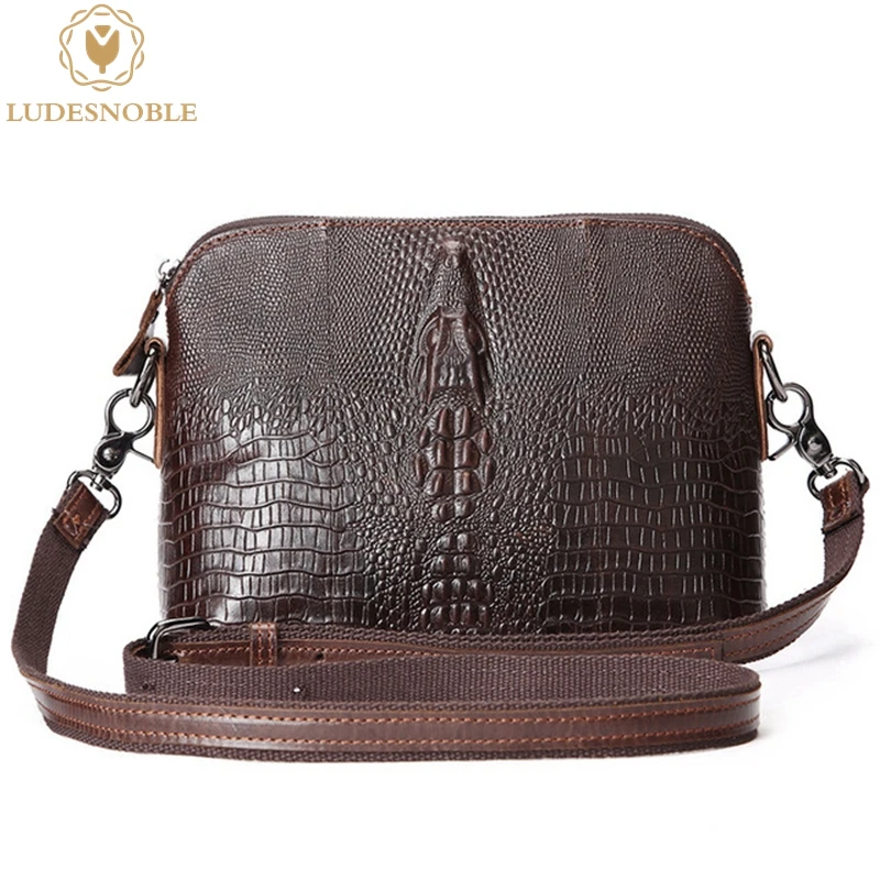 

LUDESNOBLE Brands Vintage Alligator Mens Genuine Leather Women Shoulder Bag Female crossbody messenger bags Bolsa Feminina