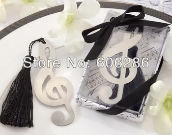 

100pcs/lot Creative stainless steel bookmarks Music note Bookmark with tassel wedding baby shower party favors wedding gift