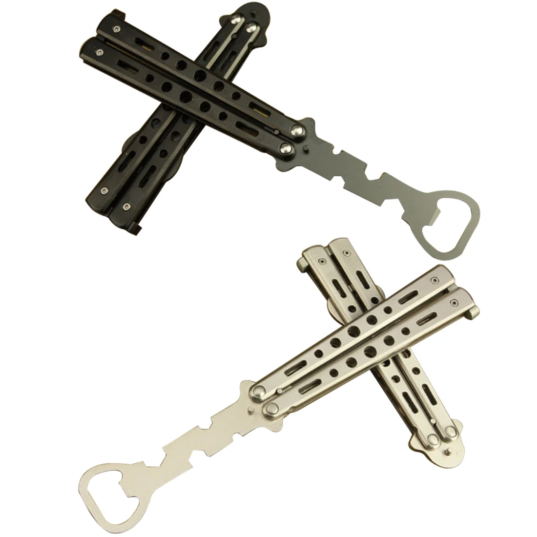 

Butterfly in Knife Training Folding Knife Dull Blade No Edge Practice Tools Practice Butterfly knife Bottle Opener