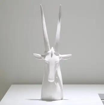 

white ceramic Deer head home decor craft room decoration porcelain animal head figurine ceramic kawaii ornament Bar decoration