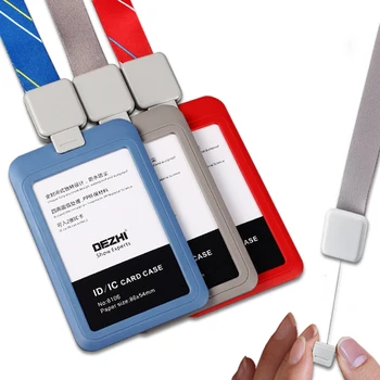 

Retractabl Lanyard Pull Buckle with Simple Plastic ID Card Holders,PP Material Card Holders with Badge Reel for Business XP03