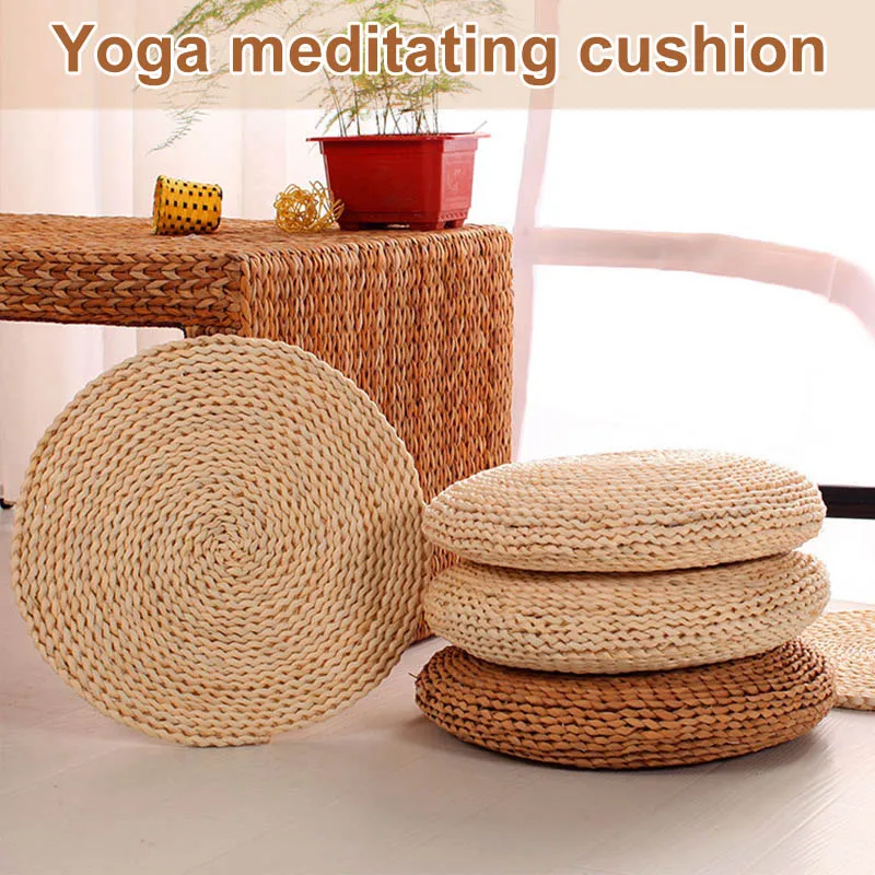 

Corn Husk Weaved Meditation Cushion Tatami Japanese Yoga Circle Mat Cushion J2Y