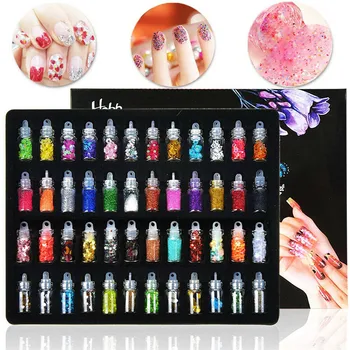 

48 Mixed Colors Nail Art Glitter Powder Dust Acrylic UV Gel Tips Decoration Set