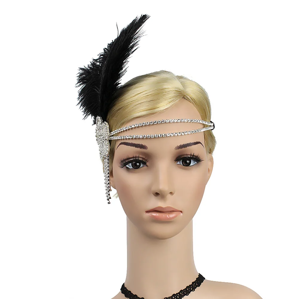 Great Gatsby Flapper Headband Elegant Crystal Rhinestone Flower Tassels 1920s Vintage Hairband Old Hollywood Glam Headpiece 