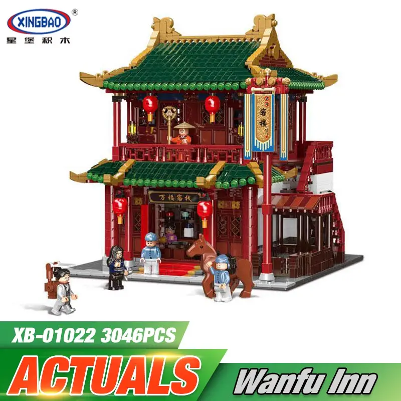 

DHL XINGBAO 01022 3046Pcs Chinese Building Series The Wanfu Inn Set Building Blocks Bricks Kids Toys House Model Birthday Gifts