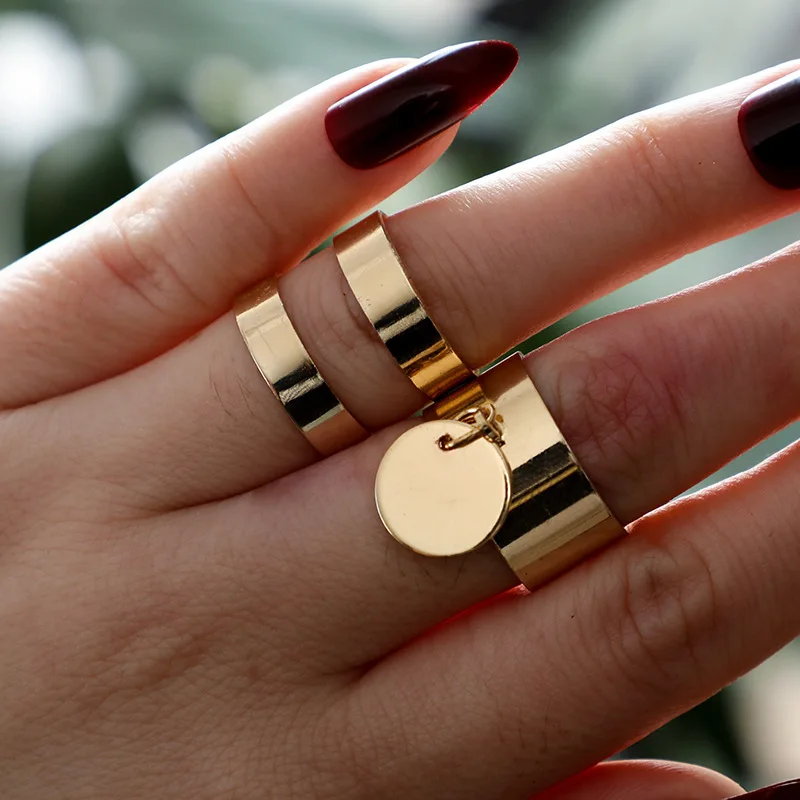 

2Pcs/Set Punk Rock Gold Stack Plain Band Midi Mid Finger Knuckle Rings Set for Women Mid Finger Ring Fashion Femme Jewelry Gift