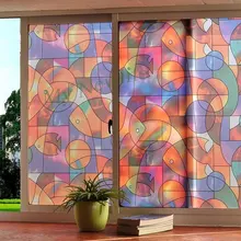 Художественная цветная матовая оконная пленка с рыбками, стеклянная наклейка, витражная самоклеящаяся декоративная пленка для кухонной двери, домашний декор 45/60*500 см