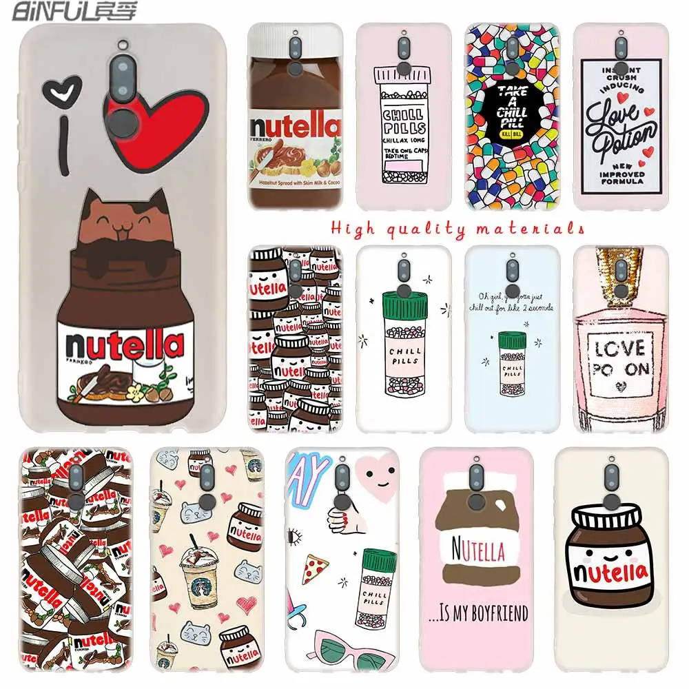 

Silicone Case For Huawei Mate 10 Lite 10 20 Lite Pro 20X S Y5 2017 Y9 2018 2019 NOVA 3 4 Y7 Funny Chills Pills Chocolate Nutella