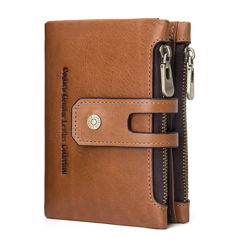 

JIULINGenuine Leather Men Wallet Small Men Walet Zipper&Hasp Male Portomonee Short Coin Purse Brand Perse Carteira For Rfid