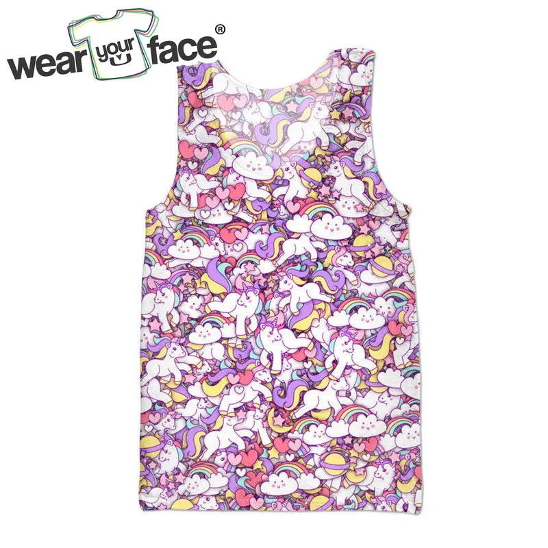 Magic Unicorns 3D All Over Printed Tank Top Beach Sleeveless Hipster