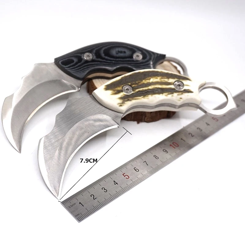 

Outdoor Claw Knife Karambit Knives Tactical Camping Survival Fixed Hunting Knife with Leather Sheath