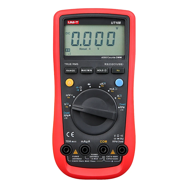 

UNI-T UT108 Digital Automotive Multimeter Handheld Automotive Multi-Purpose Meters Ammeter Ohm Volt Digital Universal Meter