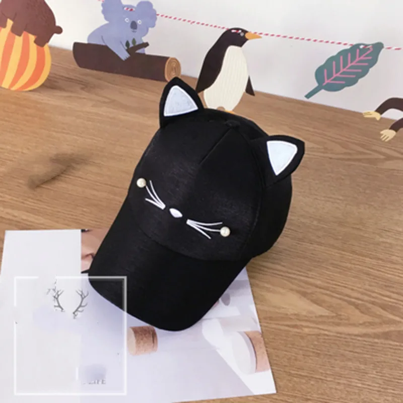 Cat-Ears-Kawaii-Sweet-Sunscreen-Caps-for-Girls-Boys-Unisex-Black-White-Pink-Caps (1)