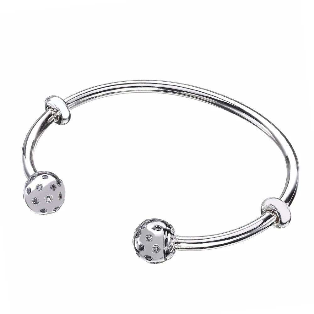 

Ajax 100% 925 Sterling Silver Crystal Open charm Bracelet Fit Women Bead Charm DIY Jewelry