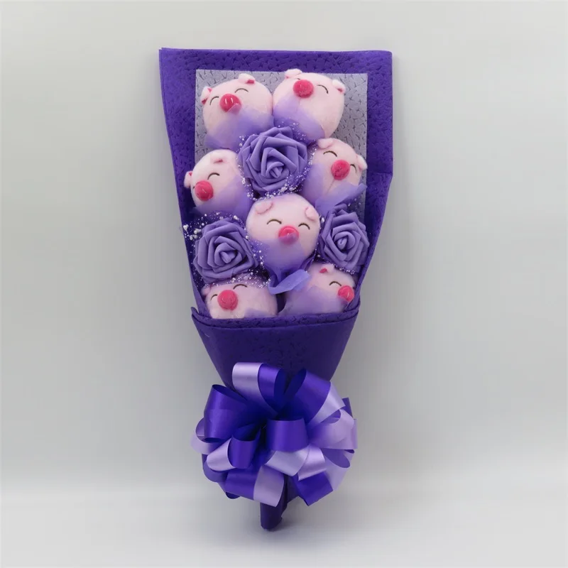 Милые плюшевые куклы свинья игрушки с искусственными цветами букеты из игрушек реативные Подарки На Выпускной День святого Валентина