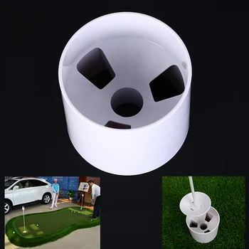 

White Plastic Golf Hole Cup Putting Putter Yard Garden Training Backyard Practice Stick Putting Chipping Golf Training Aids