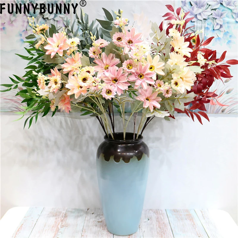 

FUNNYBUNNY Single Wedding Dahlia Simulation Dahlia Fake Flower Soft Dress Nordic Wedding Decoration Artificial Flowers