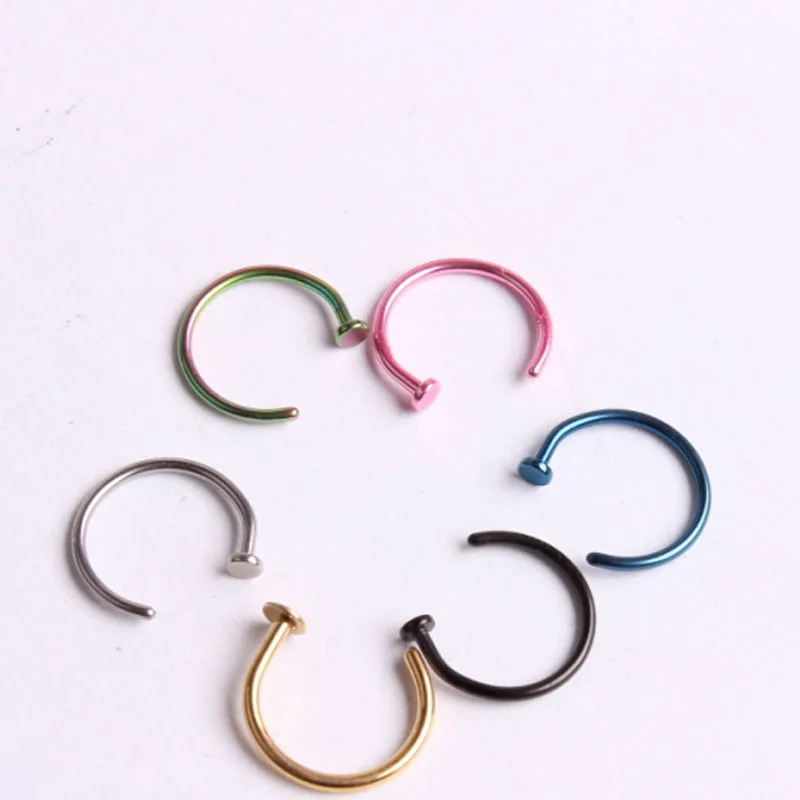 Nose Piercing mix 7 colors 100pcs Titanium  Anodized Clip Hoop Nose Rings Body  Jewelry  Drop Shipping