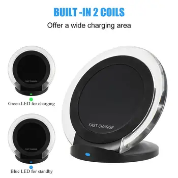 

QI Fast Wireless Charging Pad Stand Fast Wireless Charger For Galaxy S8/ S8 Plus/ S7/Edge/ S6 Edge Plus Note 5 d20