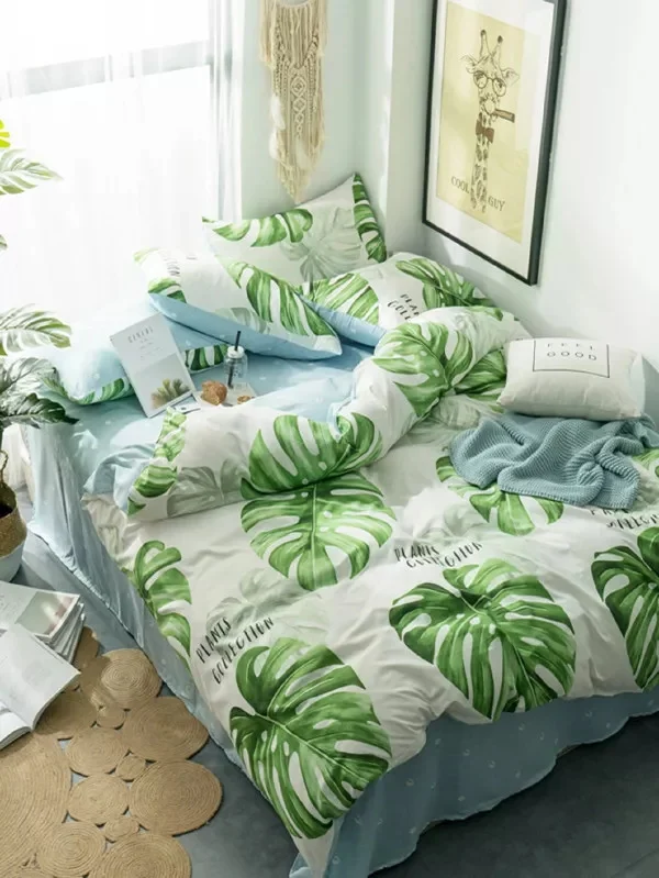 

Green Banana Leaf Bed Linens 3/4pcs Bedding Sets Bed Set Duvet Cover Bed Sheet Pillowcase Bedclothes Queen