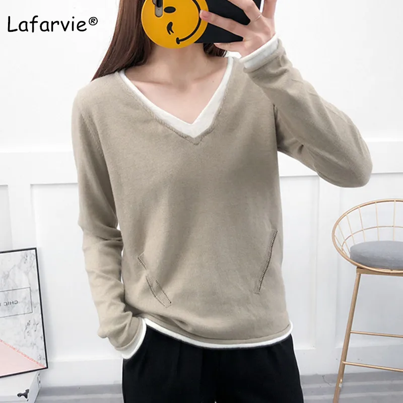 Lafarvie V-neck Knitted Cashmere Sweater Women Tops Autumn Winter Full Sleeve Soft Loose Female Pullover Knitting Sweater Camel Lafarvie V-neck Knitted Cashmere Sweater Women Tops Autumn Winter Full Sleeve Soft Loose Female Pullover Knitting Sweater Camel
