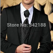 Костюмы на- портной черный жених смокинги пик жениха мужчины свадьбы( куртка+ брюки+ галстук+ жилет) / свадебное мужчины для одежды