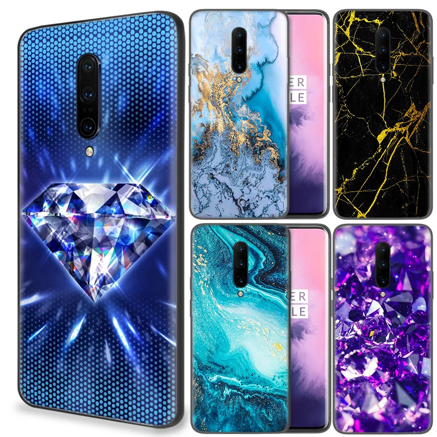 

Diamond Marble Printing Black Soft Rubber Case For OnePlus 7 Pro 6 6T 7Pro Silicone Back Painted Painted Cover