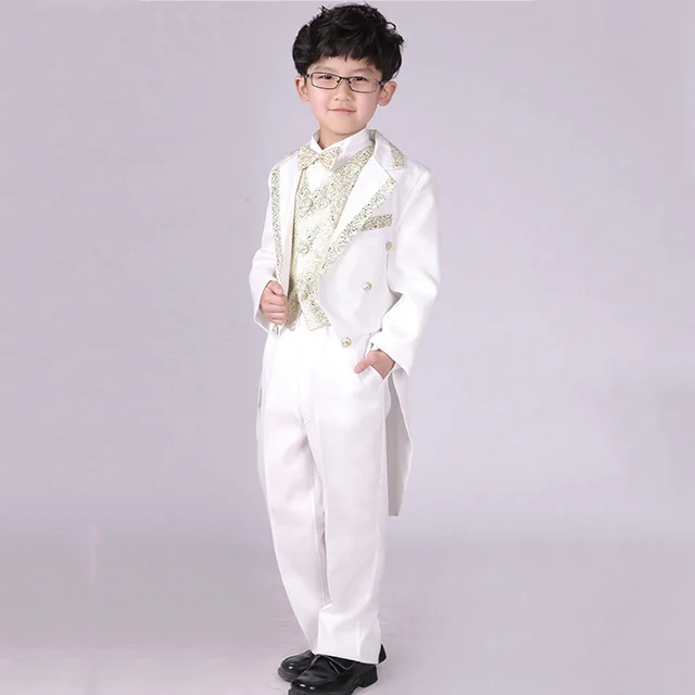 Buy Boys Tails Suits White Gold Tuxedo Suit for