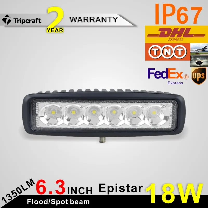 2pcs 18W LED Work Light Bar Flood Beam Off road Driving Fog Lamp ATV SUV UTE 4WD