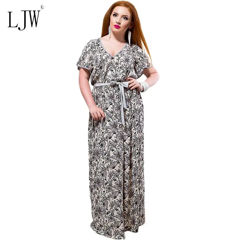 2017 New Plus size Long Maxi Woman Dress Summer Floral Print Vintage Ladies Maxi Dresses Big Size V-Neck Sexy Party Dresses plus-floral-dress : image 2017 New Plus size Long Maxi Woman Dress Summer Floral Print Vintage Ladies Maxi Dresses Big Size V-Neck Sexy Party Dresses plus-floral-dress